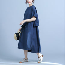 Load image into Gallery viewer, Summer Design Casual Cotton White And Blue Dresses For Women Q24043