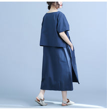 Load image into Gallery viewer, Summer Design Casual Cotton White And Blue Dresses For Women Q24043