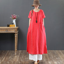Load image into Gallery viewer, Loose Linen Striped Maxi Dress Women Loose Summer Women Clothes