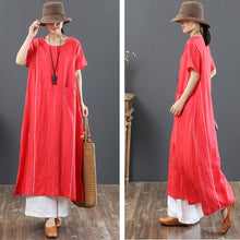 Load image into Gallery viewer, Loose Linen Striped Maxi Dress Women Loose Summer Women Clothes
