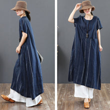 Load image into Gallery viewer, Loose Linen Striped Maxi Dress Women Loose Summer Women Clothes