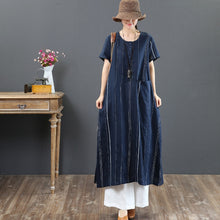 Load image into Gallery viewer, Loose Linen Striped Maxi Dress Women Loose Summer Women Clothes