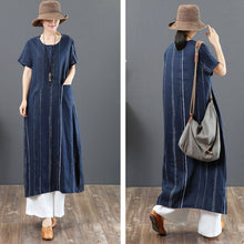 Load image into Gallery viewer, Loose Linen Striped Maxi Dress Women Loose Summer Women Clothes
