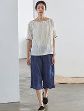 Load image into Gallery viewer, Summer Loose Blue Cotton Linen Shorts Women Casual Design Short Pants C1921