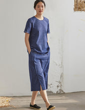 Load image into Gallery viewer, Summer Loose Blue Cotton Linen Shorts Women Casual Design Short Pants C1921