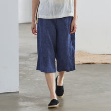Load image into Gallery viewer, Summer Loose Blue Cotton Linen Shorts Women Casual Design Short Pants C1921