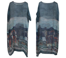 Load image into Gallery viewer, Women Vintage Loose Silk Loose Dresses Summer Blue Outfits Q28058