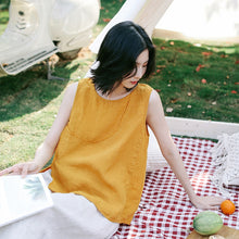 Load image into Gallery viewer, Summer Casual Yellow And Beige Vest Women Loose Cool Tank Top T9413