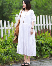 Load image into Gallery viewer, Cute Summer Linen White Dresses Women Loose Cool Outfits Q10068