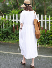 Load image into Gallery viewer, Cute Summer Linen White Dresses Women Loose Cool Outfits Q10068