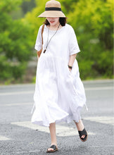 Load image into Gallery viewer, Cute Summer Linen White Dresses Women Loose Cool Outfits Q10068