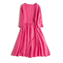 Load image into Gallery viewer, Loose Drawing Linen Summer Dresses Women Clothes