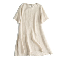 Load image into Gallery viewer, Casual Women Beige And Black Linen Dresses For Summer
