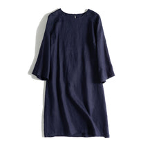 Load image into Gallery viewer, Blue And Yellow Linen Summer Dresses Women Loose Clothes