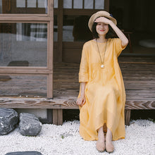 Load image into Gallery viewer, Summer Thin Linen Loose Dresses Women Casual Outfits Q19061