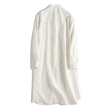 Load image into Gallery viewer, Loose White Striped Linen Shirt Dresses For Summer