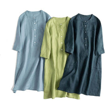 Load image into Gallery viewer, Simple Button Down Linen Dresses Women