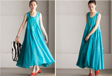 Load image into Gallery viewer, Summer Cotton Patchwork Dress Maxi Loose Long Dress Sleeveless Clothes Women's Dress - FantasyLinen