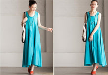 Load image into Gallery viewer, Summer Cotton Patchwork Dress Maxi Loose Long Dress Sleeveless Clothes Women's Dress - FantasyLinen
