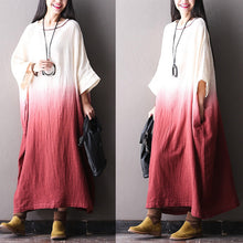 Load image into Gallery viewer, Plus Size Bat Sleeve Cotton Linen Loose Casual Fitting Long Dresses For Women
