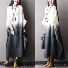 Load image into Gallery viewer, Plus Size Bat Sleeve Cotton Linen Loose Casual Fitting Long Dresses For Women