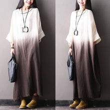 Load image into Gallery viewer, Plus Size Bat Sleeve Cotton Linen Loose Casual Fitting Long Dresses For Women