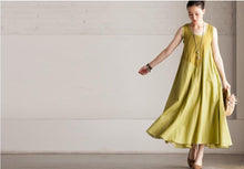 Load image into Gallery viewer, Summer Cotton Patchwork Dress Maxi Loose Long Dress Sleeveless Clothes Women's Dress - FantasyLinen
