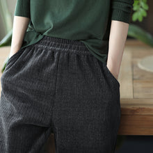 Load image into Gallery viewer, Cotton Harem Pants, Black Trousers for Women, White Pocket Maxi Pants