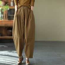 Load image into Gallery viewer, Cotton Pants for Women, Black Harm Pants, Brown Pocket Pant