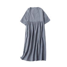 Load image into Gallery viewer, Women Simple Casual Linen Pure Color High Waist Dress