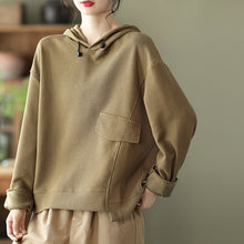 Load image into Gallery viewer, Cotton Hooded Fleece, Loose Hoodies for Women, Long Sleeve Pullover Hoodie