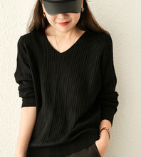 Load image into Gallery viewer, Cotton Sweater for Women, Casual Cropped Sweater, Loose Pullover Sweater