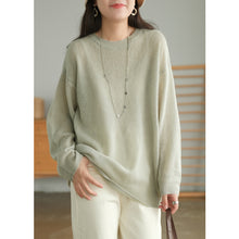 Load image into Gallery viewer, Cashmere White Pullover, Sweater for Women, Crew Neck Long Sleeve Sweater