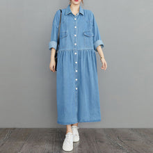 Load image into Gallery viewer, Casual Plus Size Dresses, Denim Long Dress, Casual Shirt Dress