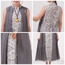 Load image into Gallery viewer, Women's Linen Printed Sleeveless Dress