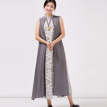Load image into Gallery viewer, Women's Linen Printed Sleeveless Dress