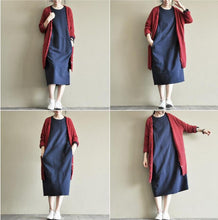 Load image into Gallery viewer, Two Colours Round Collar Fleece Long Dress Causel Women Clothes - FantasyLinen