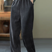 Load image into Gallery viewer, Cotton Harem Pants, Black Trousers for Women, White Pocket Maxi Pants