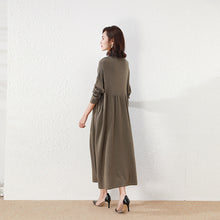 Load image into Gallery viewer, Winter Long Sleeve Dress, Wool Dresses for Women, Causal Long Button Up Dress