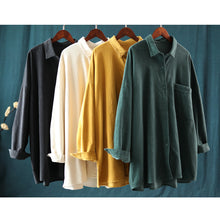 Load image into Gallery viewer, Collared Shirt Relaxed Fit Jacket With Pocket, Long-Sleeve Cotton Button-Up Jack, Solid Color Petite Coats