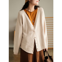 Load image into Gallery viewer, Cotton Sweater for Women, Casual Knit Sweater, Beige Cardigan Sweater
