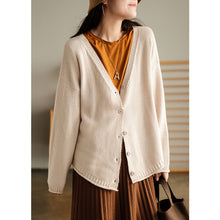 Load image into Gallery viewer, Cotton Sweater for Women, Casual Knit Sweater, Beige Cardigan Sweater