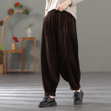 Load image into Gallery viewer, Casual Corduroy Harem Pants, Women Elastic Waist Trousers, Baggy Pants