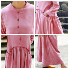 Load image into Gallery viewer, A-Line Pink Long Sleeved Retro Dress For Women