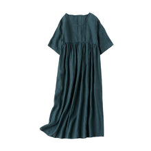 Load image into Gallery viewer, Women Simple Casual Linen Pure Color High Waist Dress