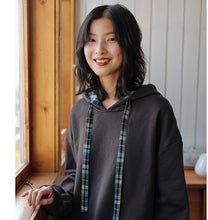 Load image into Gallery viewer, Cotton Hooded Sweatshirt, Pullover Hoodie for Women, Long Sleeve Dark Grey Fleece