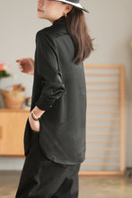 Load image into Gallery viewer, Women's Long Sleeve Shirt, Cotton Shirts for Women, White Work Shirts