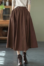 Load image into Gallery viewer, Vintage Cotton Skirt, Loose Skirt with Pocket, Casual Black Skrit,