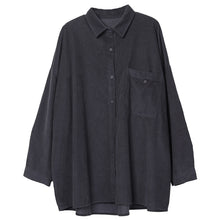 Load image into Gallery viewer, Collared Shirt Relaxed Fit Jacket With Pocket, Long-Sleeve Cotton Button-Up Jack, Solid Color Petite Coats