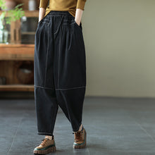 Load image into Gallery viewer, Cotton Pants for Women, Black Harm Pants, Brown Pocket Pant